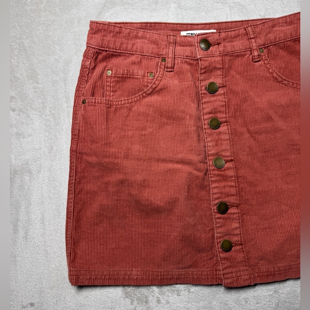 Billabong Dusty Rose Pink Retro Button Front Corduroy Mini Skirt Size 27 - Picture 2 of 16